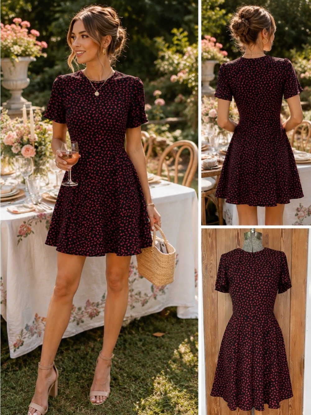 Adelyn Rae Black Red Floral Fit & Flare Mini Dress
Flutter Sleeve Size XS💛🎀